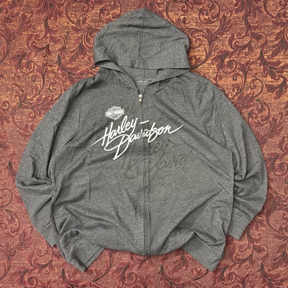 Y2K Harley Davidson Lansing Michigan Zip Up Sweater